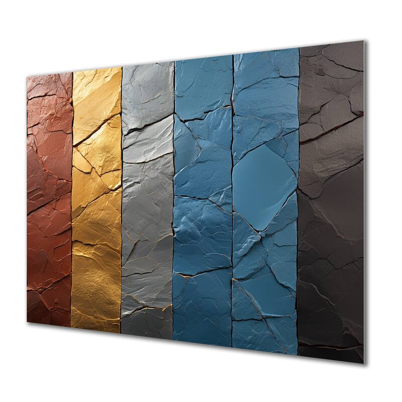 Designart "Boho Earth Element Stones Mosaic I" Boho Mosaic Decor Blue